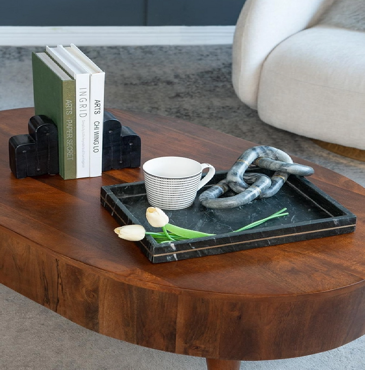 Marble Tray w/ Brass Inlay