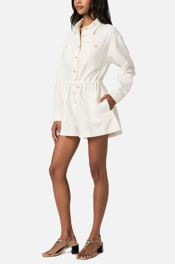 Paige Madigan Long Sleeve Romper, Tonal Ecru