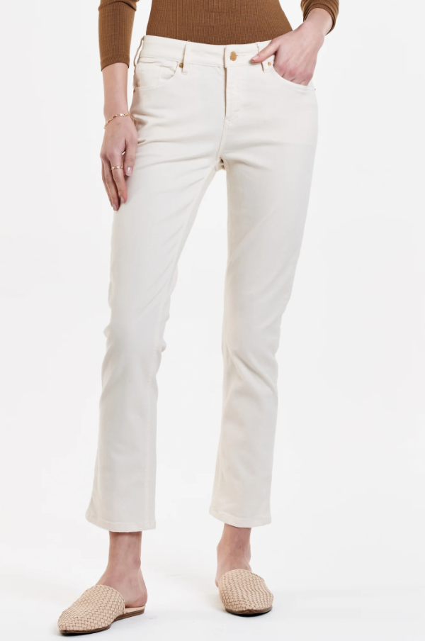 BLAIRE MID RISE SLIM STRAIGHT JEANS WHEAT