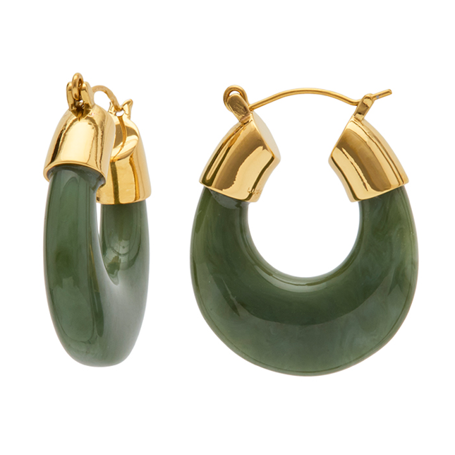 Jade & Gold Hoop Earrings