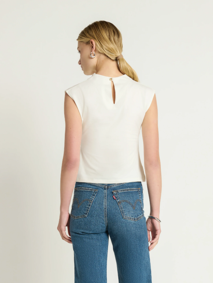 Nation LTD Lulu Mock Neck Top, Porcelain - 13 Hub Lane   |  Mock Neck Tanks