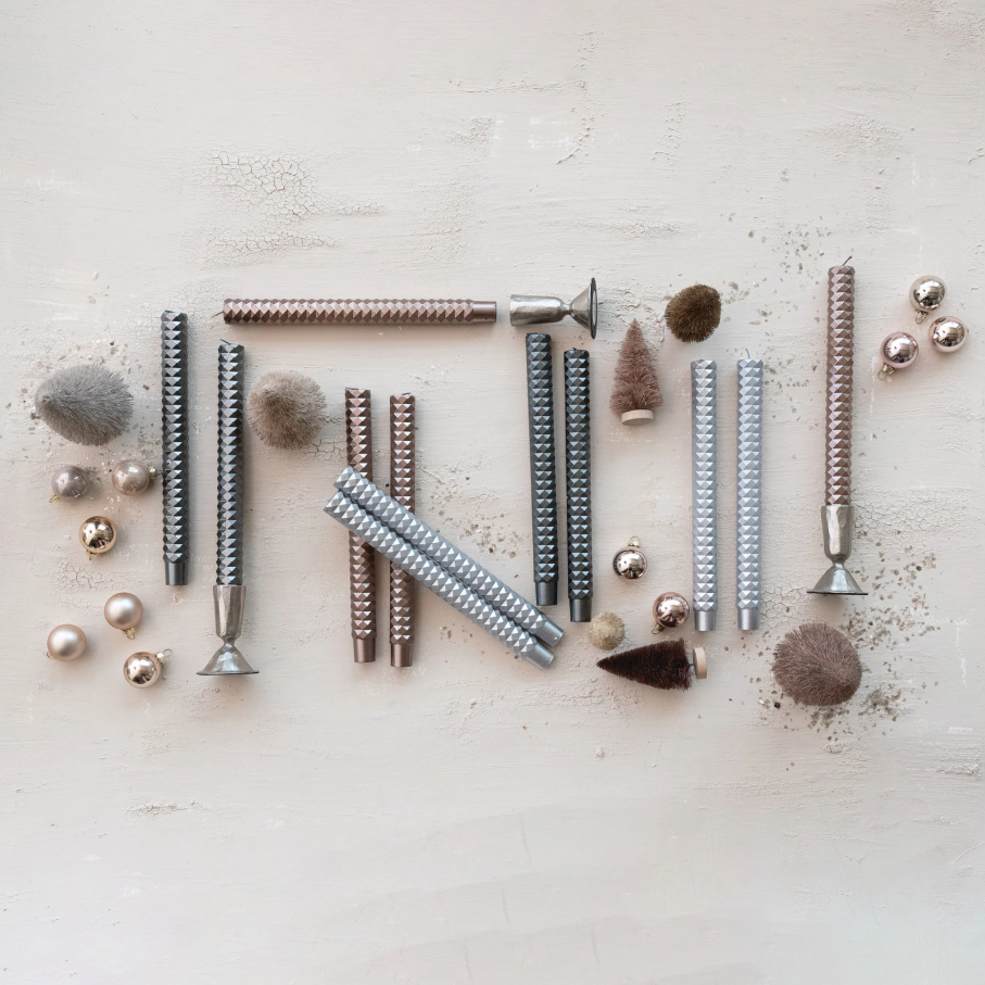 Unscented Faceted Taper Candles in Box - 13 Hub Lane   |  