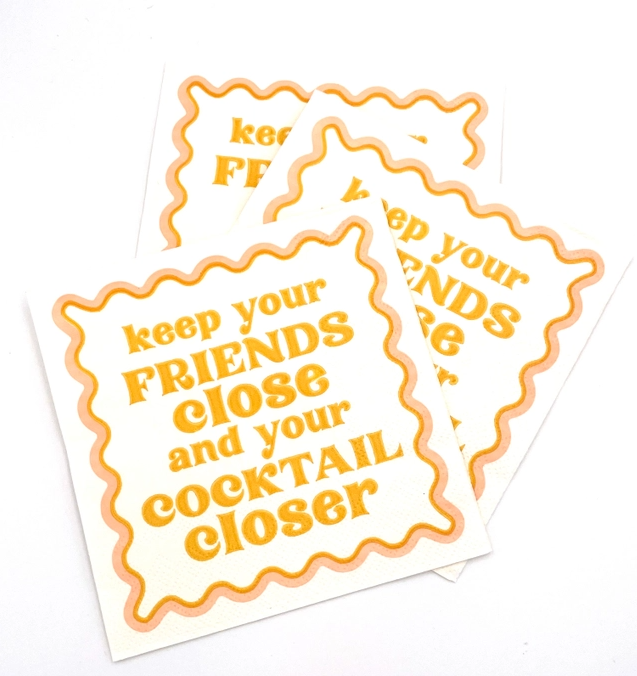 Keep Your Friends Close Cocktail Napkins - 13 Hub Lane   |  Funny Cocktail Napkins