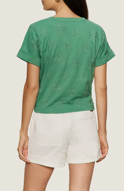 All Day Tie Tee, Green Juice Embroidered