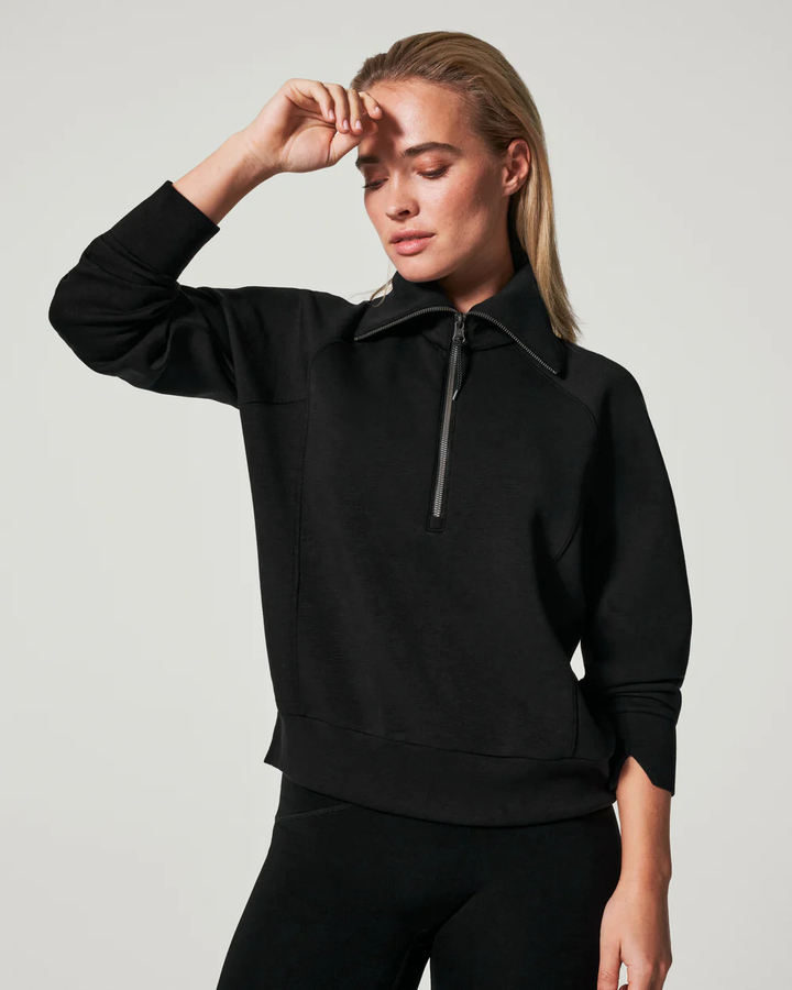 Spanx AirEssentials Half Zip, Very Black