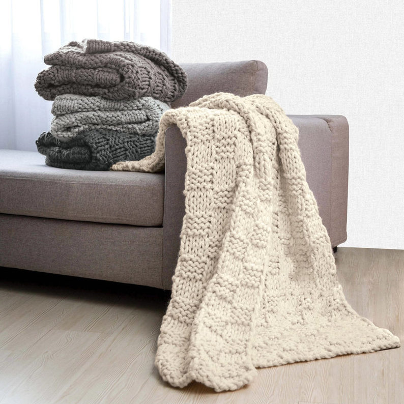 Chess Knit Throw, Taupe - 13 Hub Lane   |  