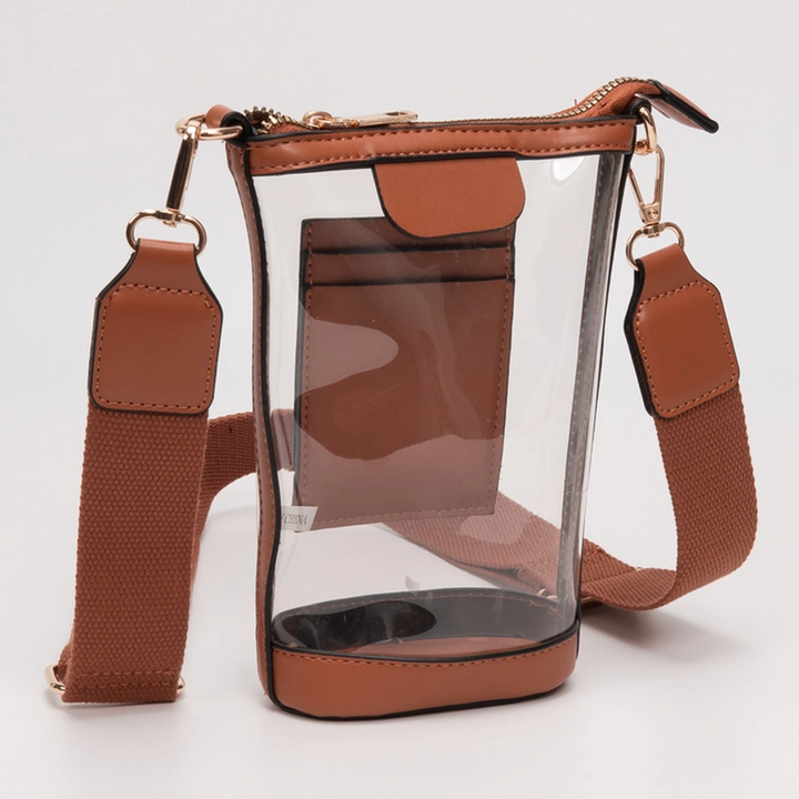 Transparent Crossbody Bag / Phone Bag, Tan