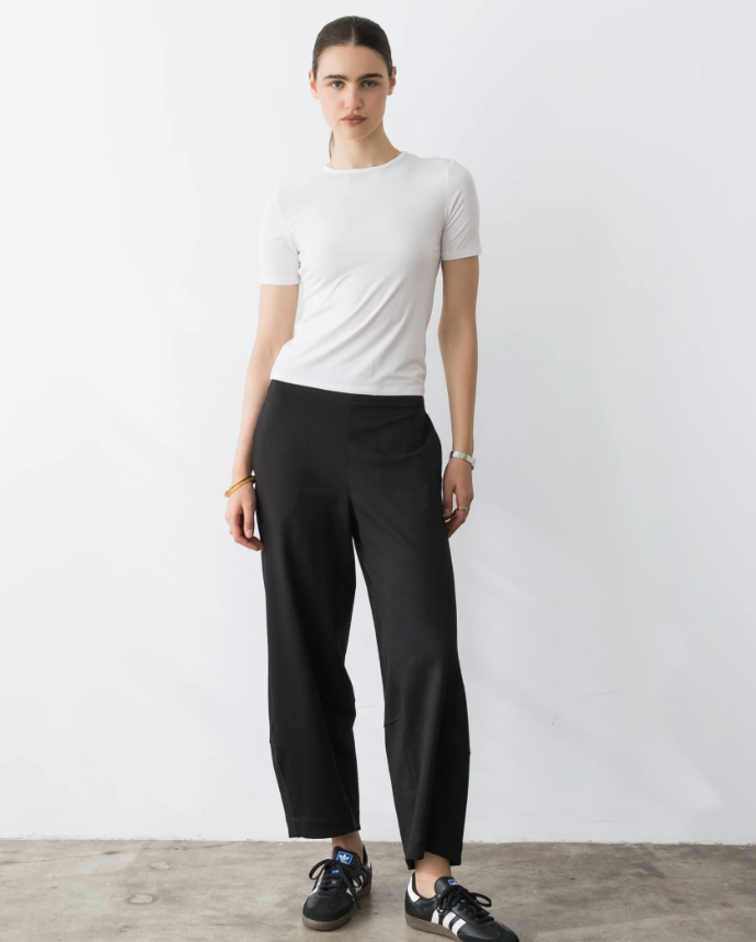 Ponte Knit Barrel Pant, Black