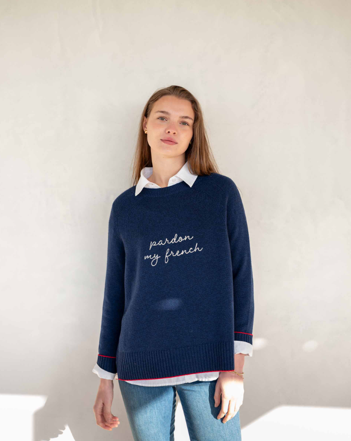 Banff Cashmere Blend Crew, Oxford Blue - 13 Hub Lane   |  Crewneck Sweaters