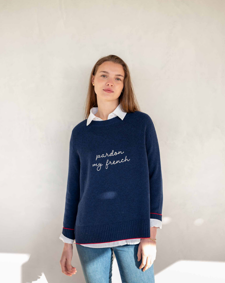 Banff Cashmere Blend Crew, Oxford Blue - 13 Hub Lane   |  Crewneck Sweaters