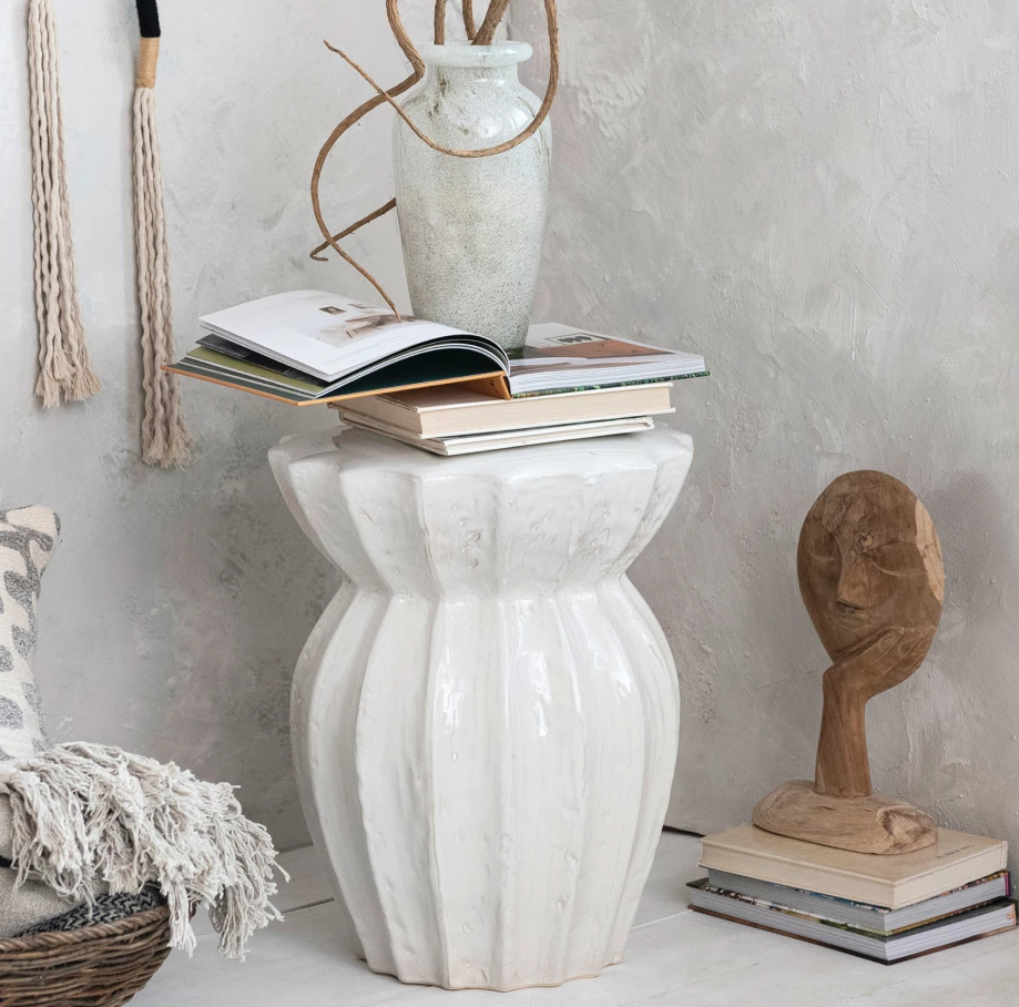 Sculpted Stoneware Table/Stool - Thumbnail 2