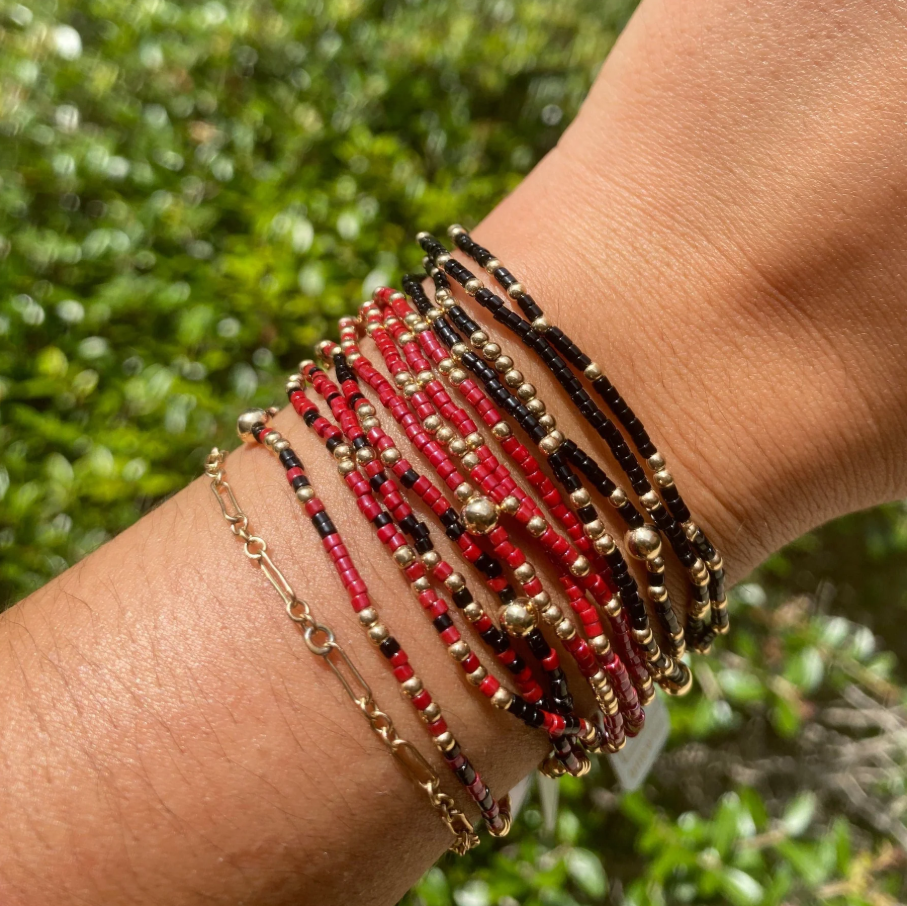 enewton gameday hope unwritten bracelet - bright red & onyx - 13 Hub Lane   |  Beaded Bracelets