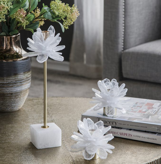 Selenite Stone Flower Candle Holder - 13 Hub Lane   |  