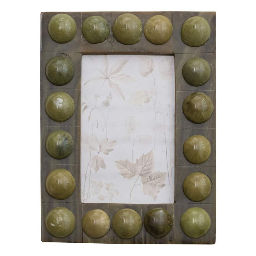 Handmade Marbled Resin Bobbin Photo Frame, Green - 13 Hub Lane   |  Resin Frames