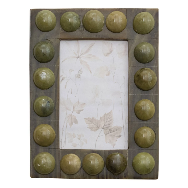 Handmade Marbled Resin Bobbin Photo Frame, Green - 13 Hub Lane   |  Resin Frames