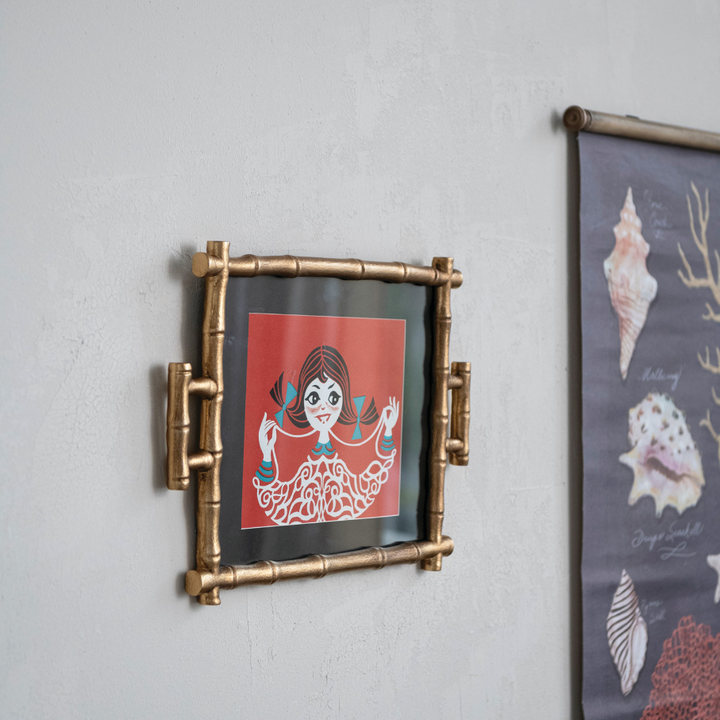 Faux Bamboo Tray Frame, Antique Gold