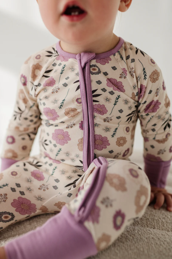 Long Sleeve Zip Romper, Winter Floral - 13 Hub Lane   |  Rompers