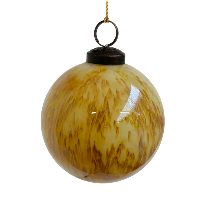 Cream & Brown Lines Glass Ball