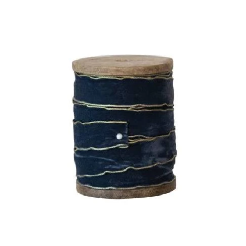 Metallic Edged Velvet Ribbon on Wooden Spool - 13 Hub Lane   |  Ribbons