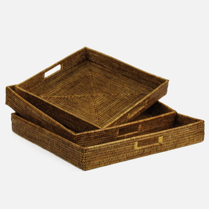 Burma Rattan Ottoman Serving Tray