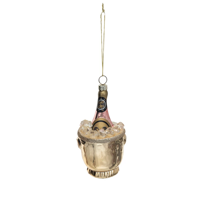 Champagne Ice Bucket Glass Ornament