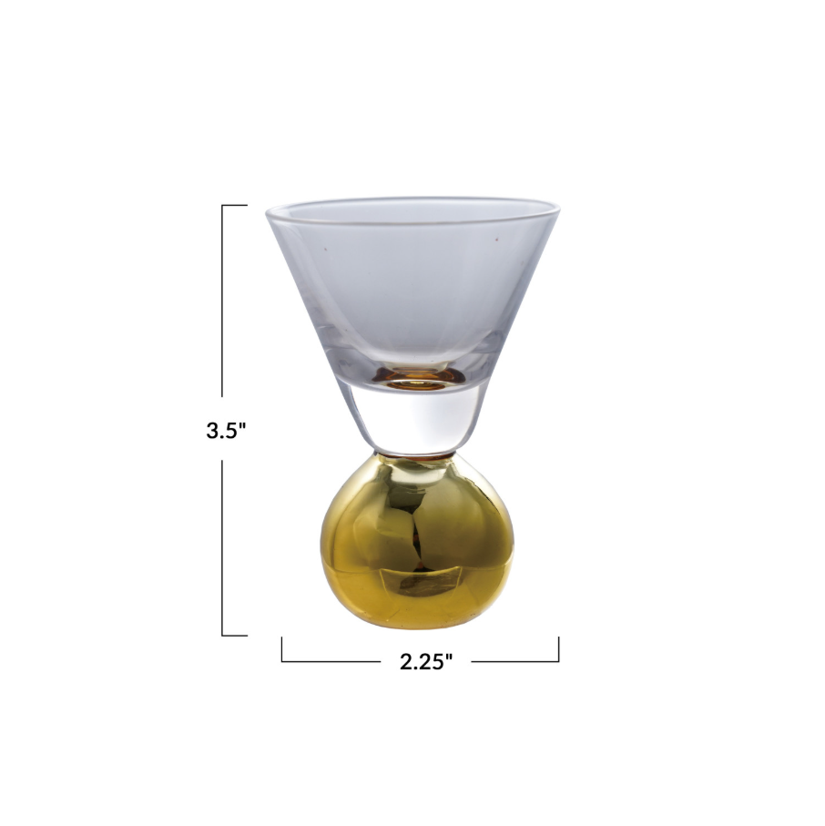 Shot Glass w/ Gold Electroplated Ball Stem - 13 Hub Lane   |  
