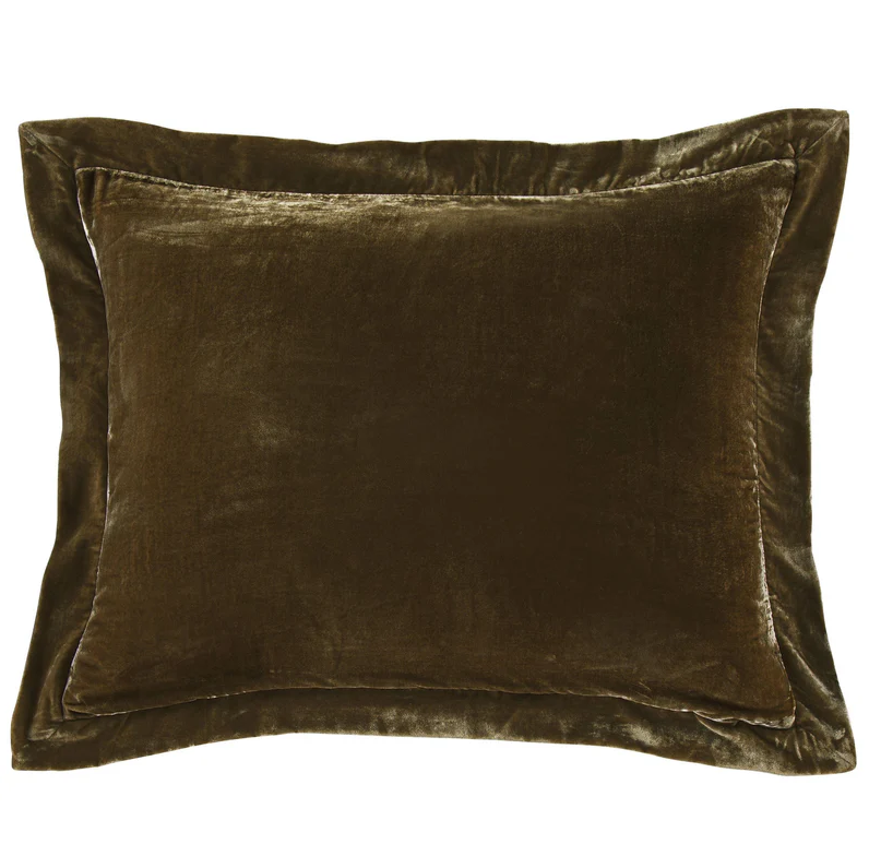 Stella Faux Silk Velvet, Green Ochre