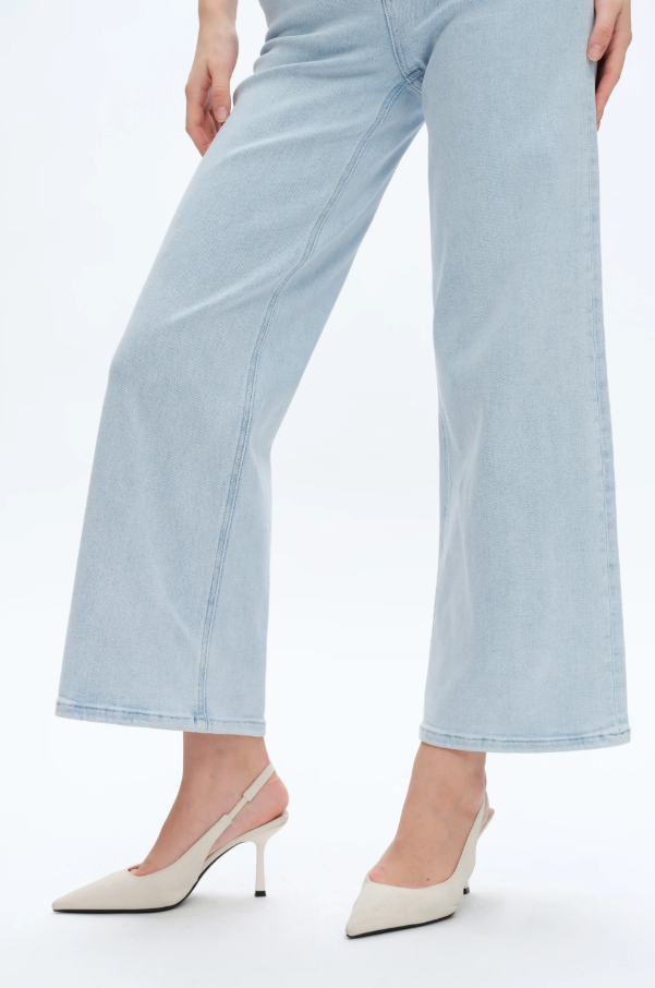 Lisa Mid Rise Wide Leg Jeans, Wathet