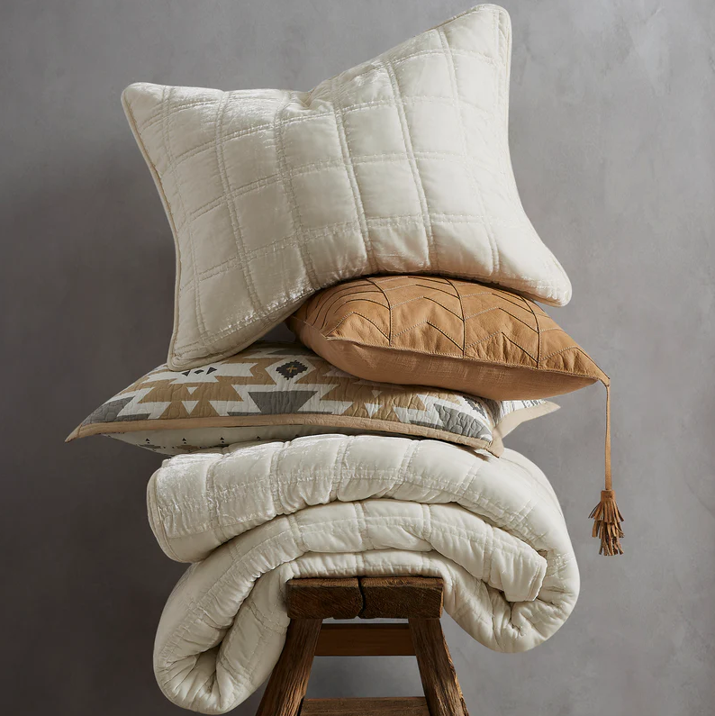 Stella Faux Silk Velvet Double Box Stitch 3PC Quilt Set - Thumbnail 4