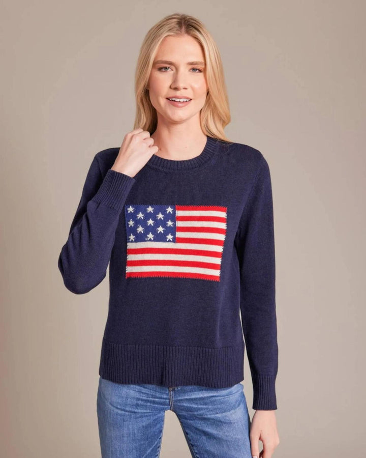 Cotton Cashmere Vintage Flag Intarsia Sweater