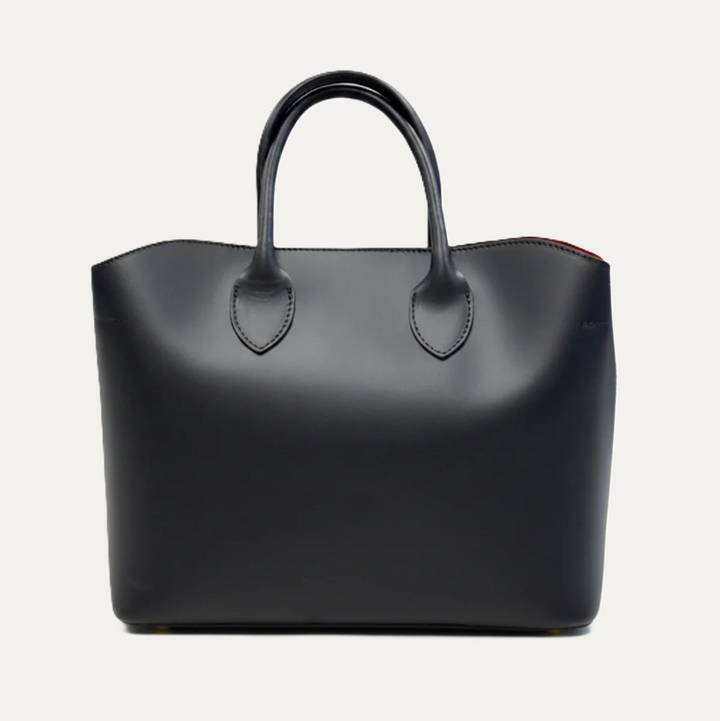 Italian Leather Red Interior Bag, Black