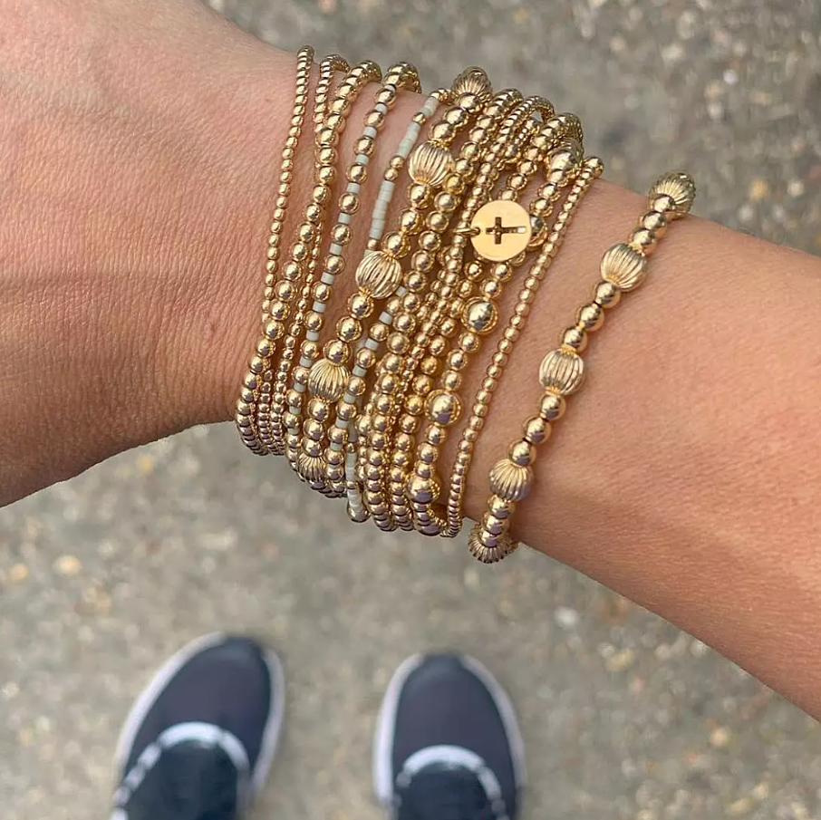 enewton classic gold 2mm bead bracelet - blessed small gold disc - 13 Hub Lane   |  Charm Bracelets