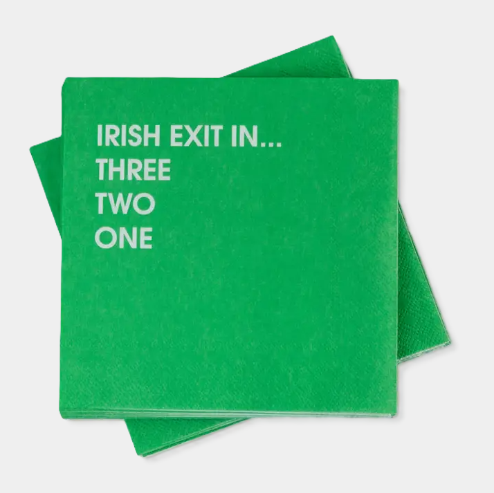 Irish Exit in 3,2,1... - Cocktail Napkins - 13 Hub Lane   |  Funny Cocktail Napkins