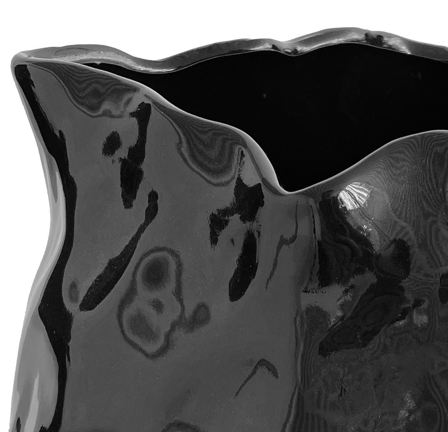 Shiny Ceramic Organic Vase, Black