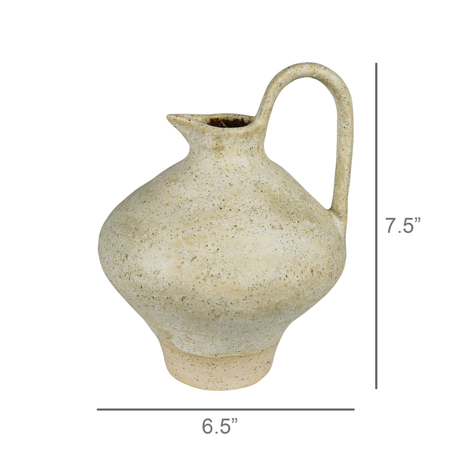 Umbria Ceramic Pitcher w/ Handle, White - 13 Hub Lane   |  