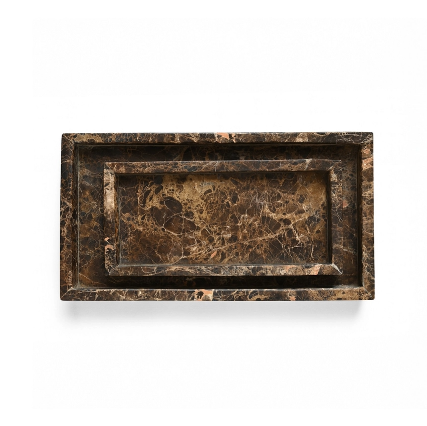 Brown Emperador Tank Tray - 13 Hub Lane   |  Marble Trays