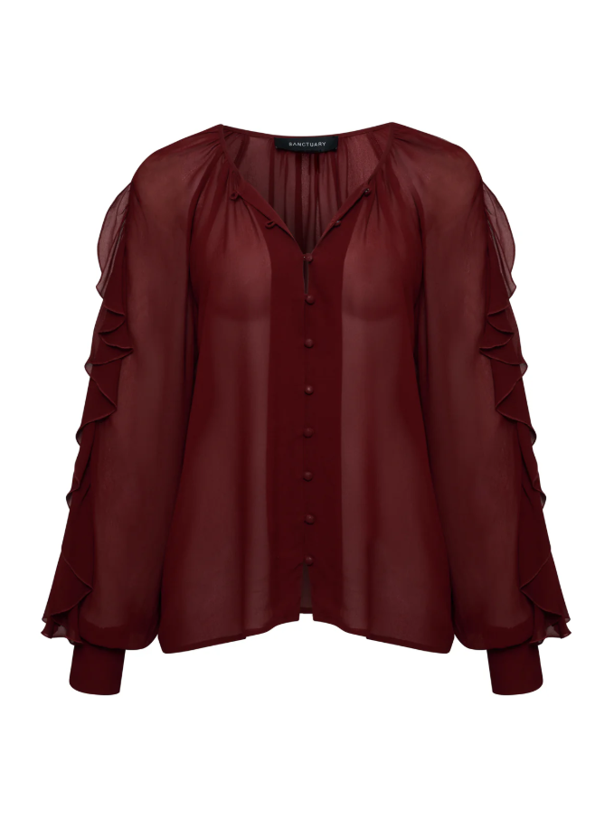 Harmony Blouse, Crimson - 13 Hub Lane   |  Sheer Blouses