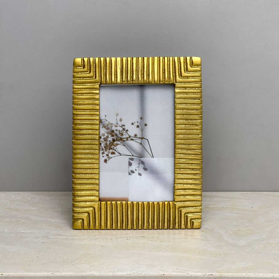 Gilded Ribbed Photo Frame, Gold - 13 Hub Lane   |  