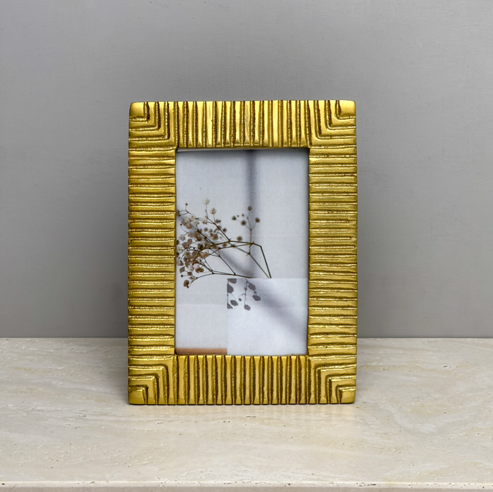 Gilded Ribbed Photo Frame, Gold - 13 Hub Lane   |  