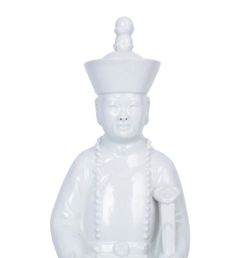 Sitting Qing Emperor Statue, White