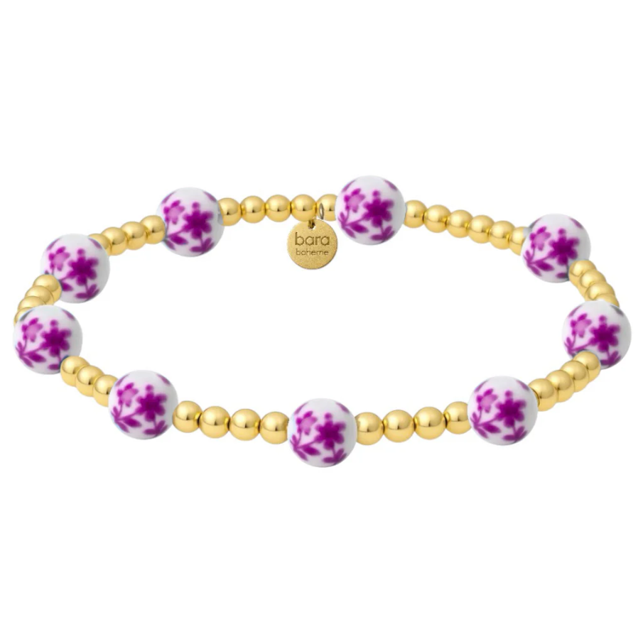bara boheme orchid gold filled beaded bracelet w/ porcelain - pink - 13 Hub Lane   |  