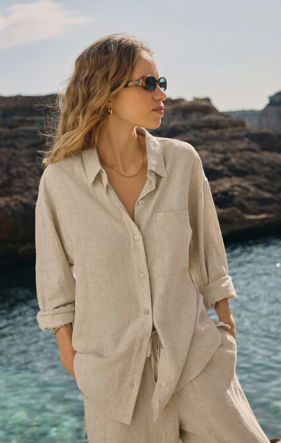 Alfie Button-Up Shirt, Flax - 13 Hub Lane   |  Button-Ups