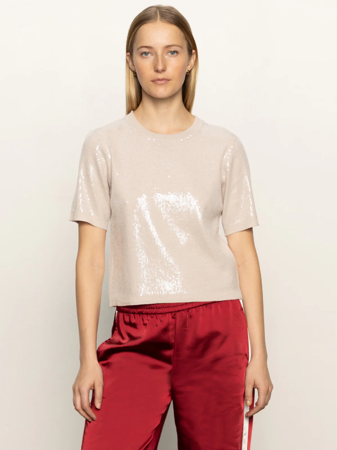 Sparkle Sequin Sweater, Mother of Pearl - 13 Hub Lane   |  Crewneck Sweaters