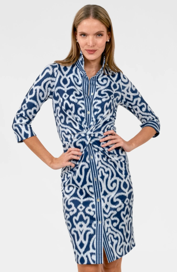 Twist & Shout Mini Dress, Navy Arabesque