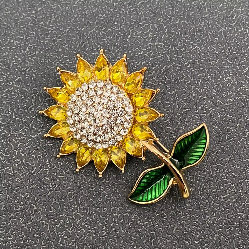 Rhinestone Sunflower Brooch - 13 Hub Lane   |  Brooches