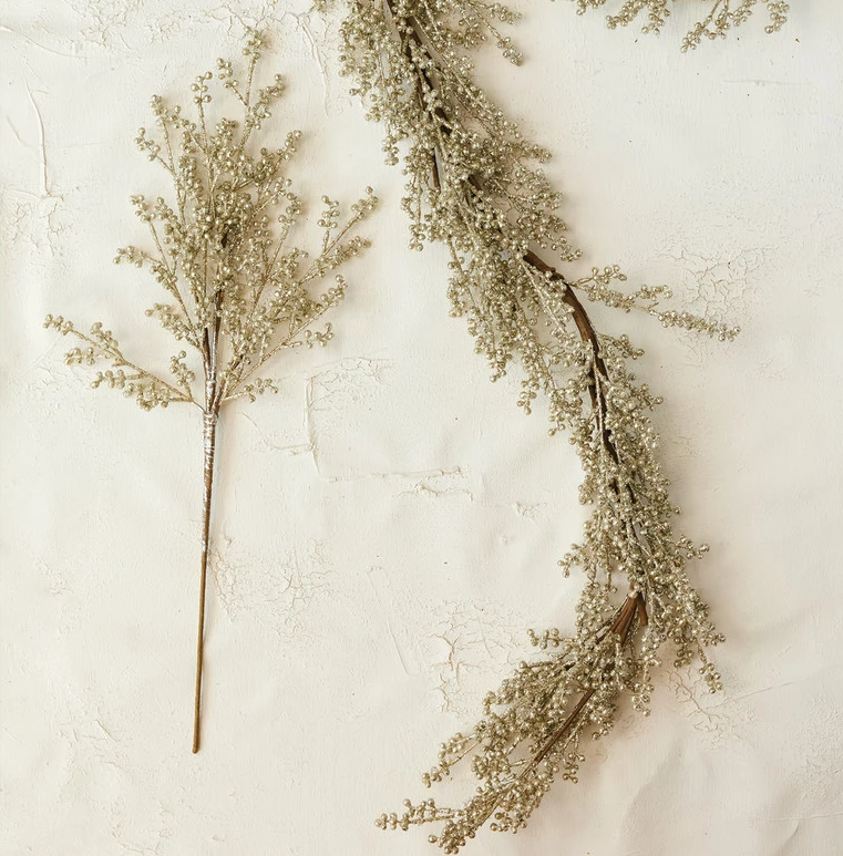 Faux Berry Stem, Antique Silver - 13 Hub Lane   |  Christmas Sprays