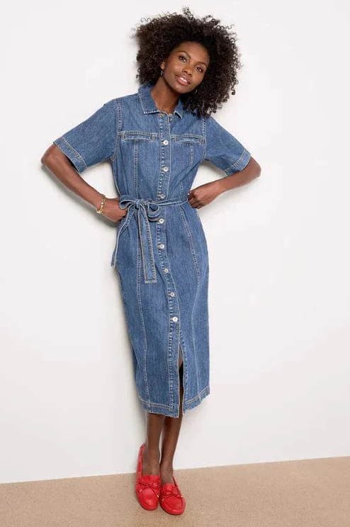 Alma Denim Midi Dress, Petals - 13 Hub Lane   |  Midi Dresses