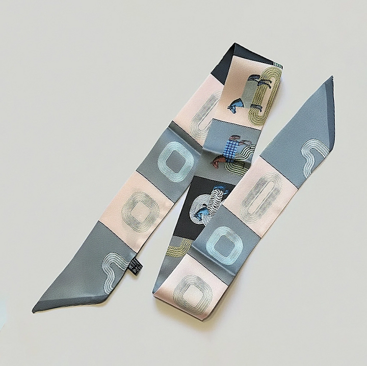 Geometric Square Twilly Skinny Scarf