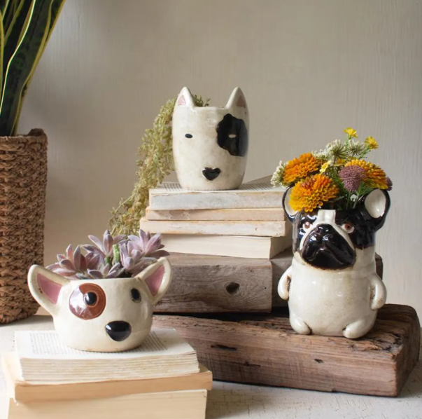Ceramic French Bulldog Planter