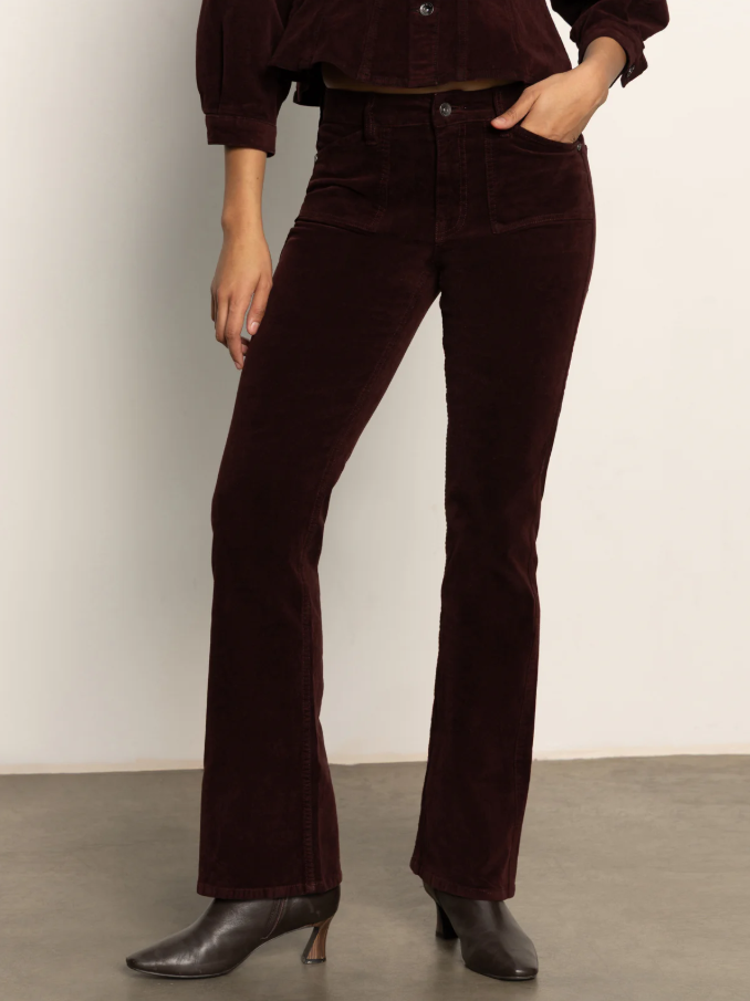 Velveteen Brook Bootcut Pants, Dark Crimson - 13 Hub Lane   |  Bootcut Pants
